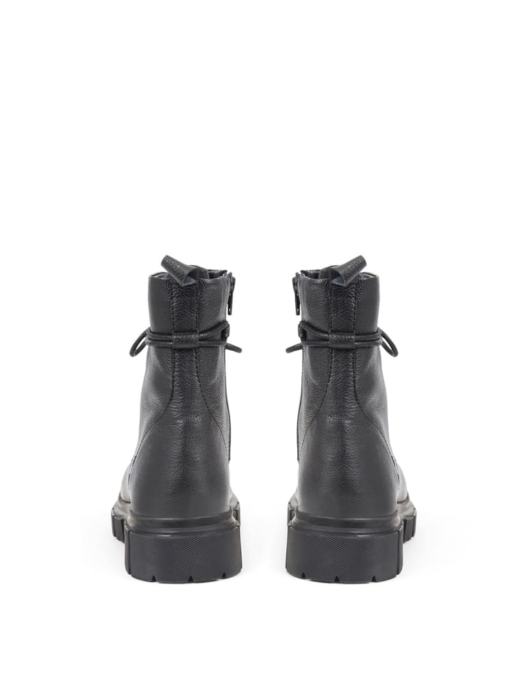 Leather Biker Lace Up Cleated Ankle Boots 6 of 7