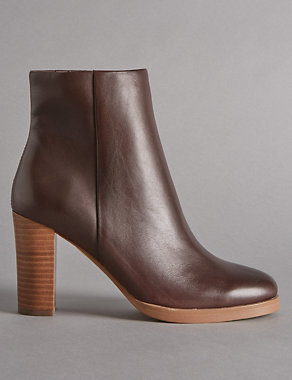 Leather Block Heel Ankle Boot with Insolia® Image 2 of 6
