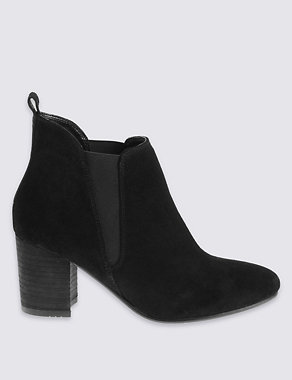 Leather Block Heel Ankle Boots Image 2 of 6