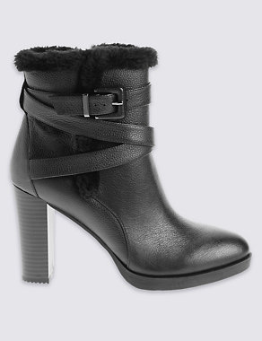 Leather Block Heel Ankle Boots Image 2 of 6