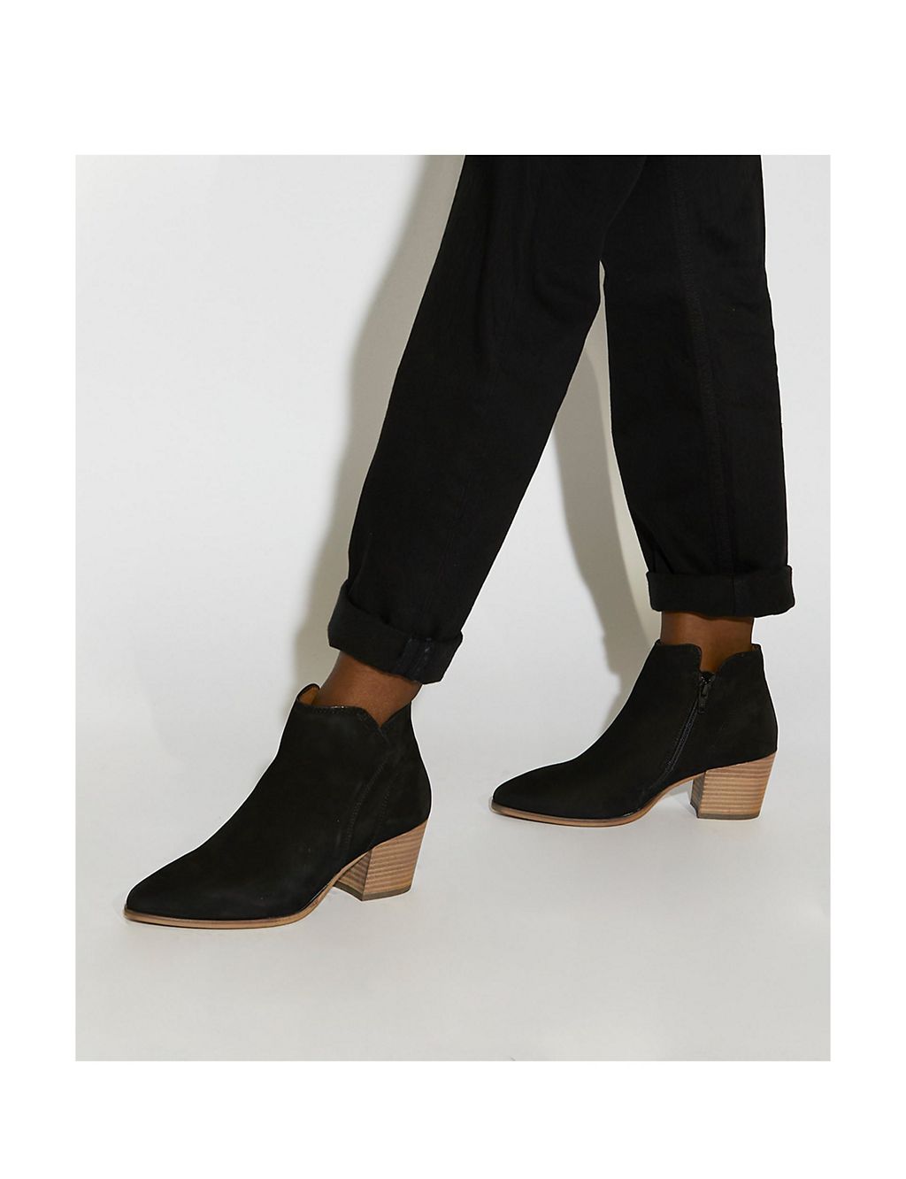 Leather Block Heel Ankle Boots 1 of 5