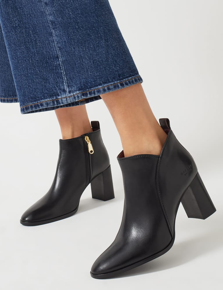 Leather Block Heel Ankle Boots 1 of 4