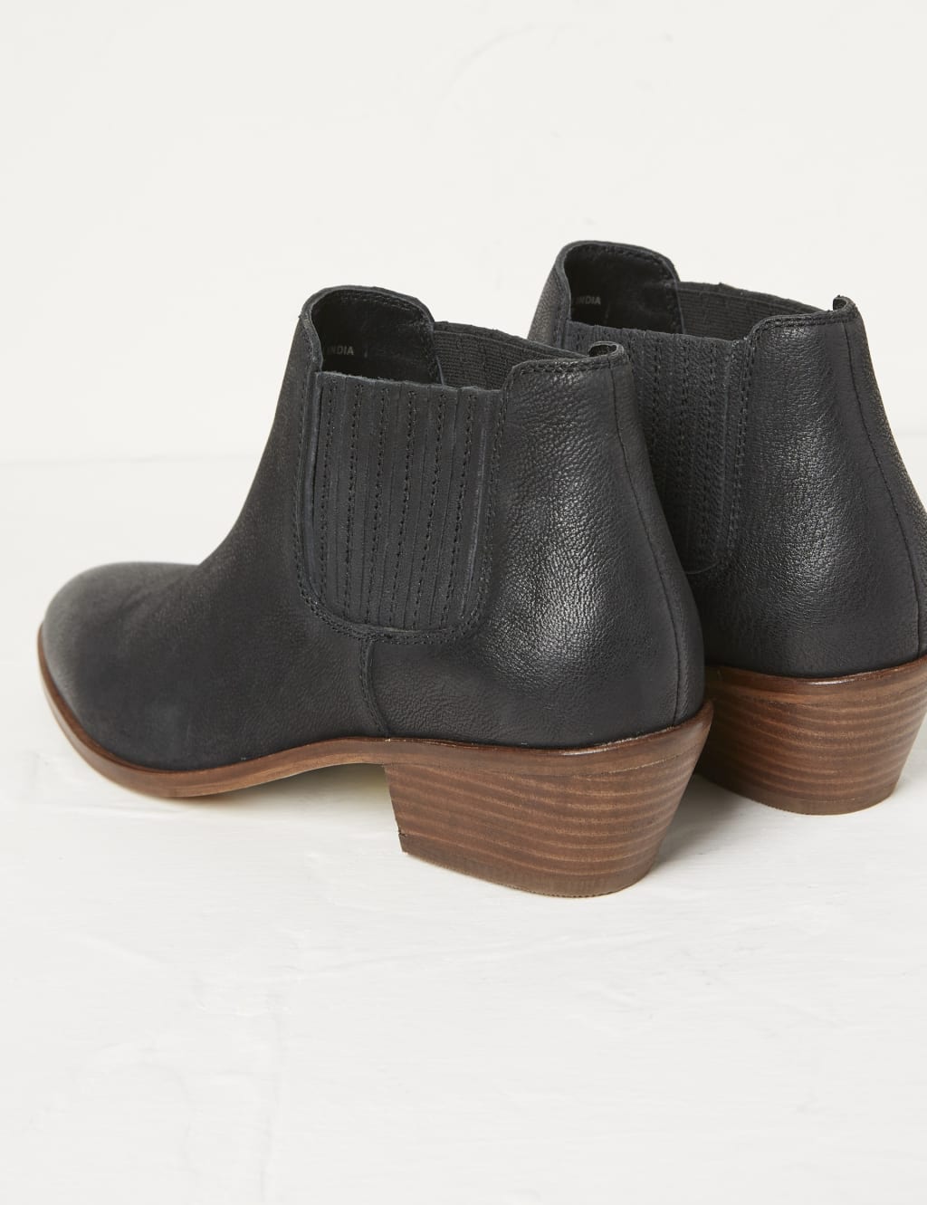 Leather Block Heel Ankle Boots