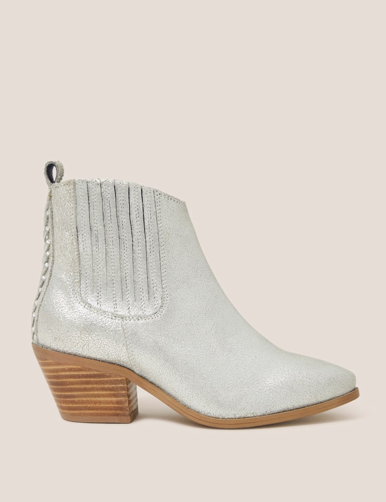 Leather Block Heel Ankle Boots