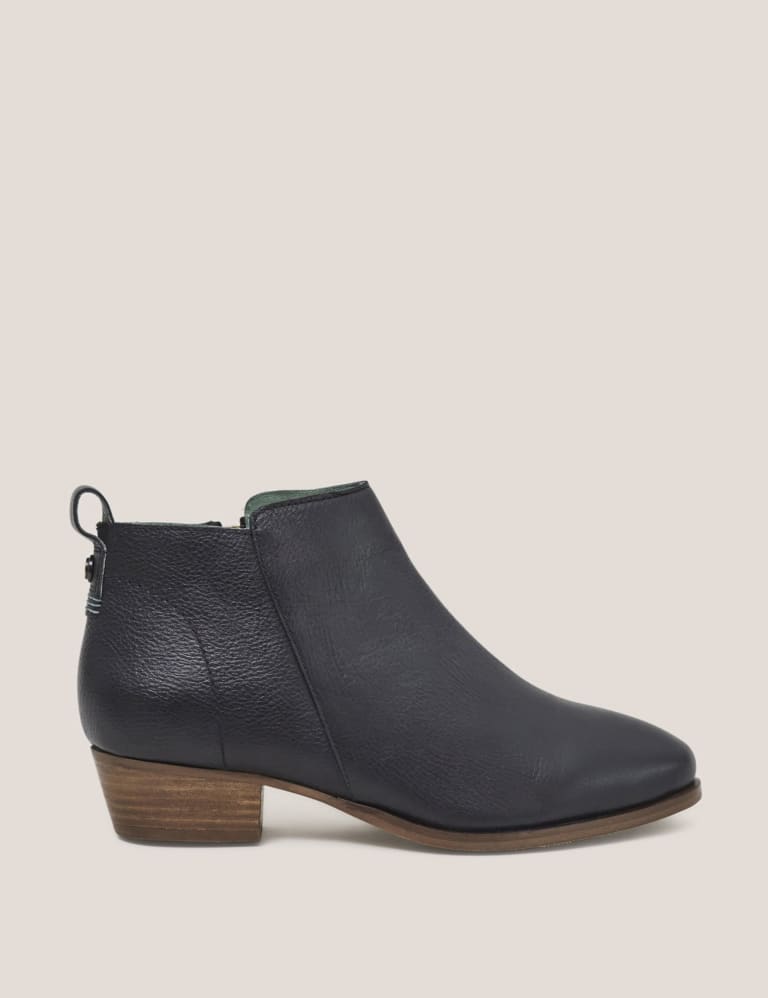 Leather Block Heel Ankle Boots 1 of 4