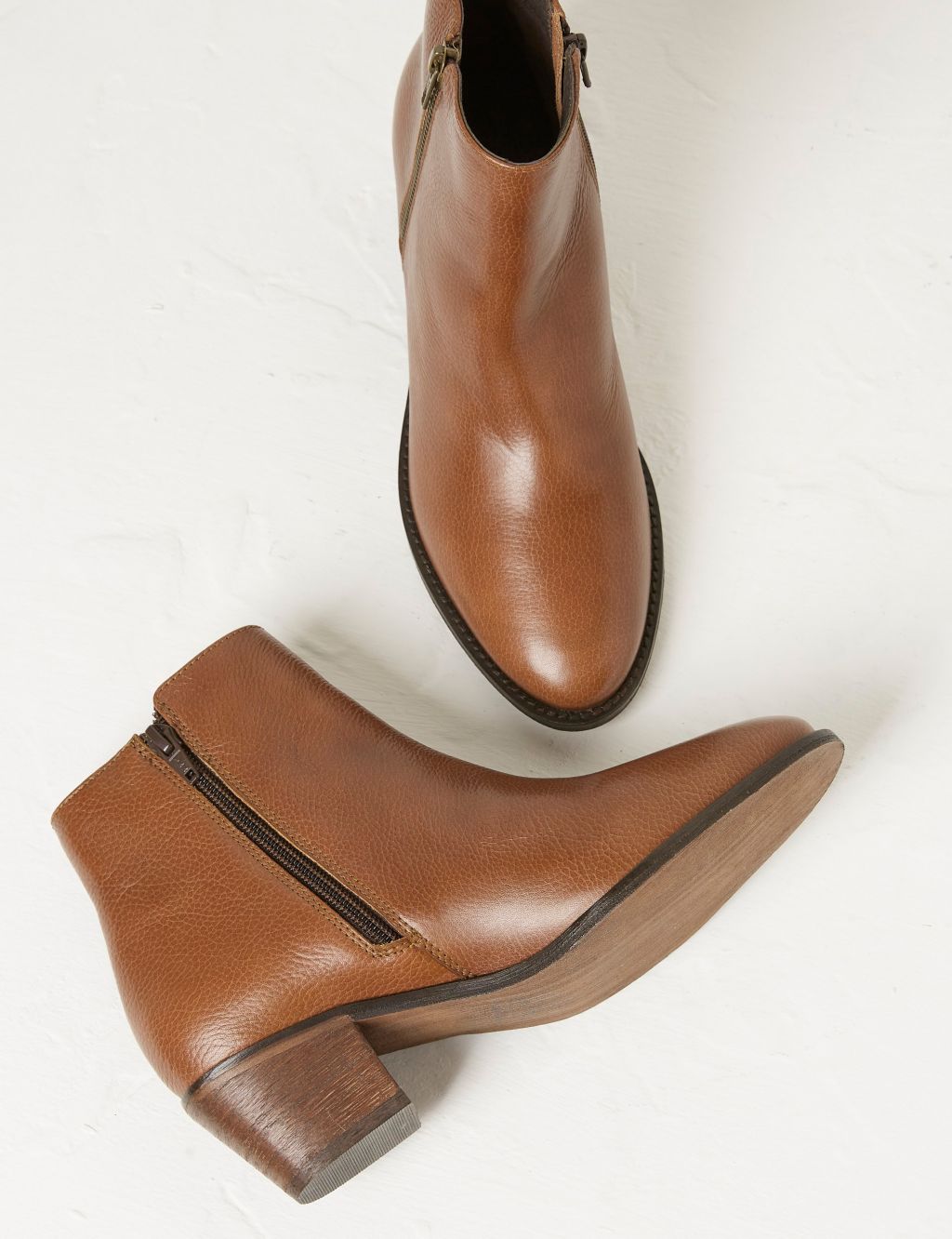 Leather Block Heel Ankle Boots 2 of 4