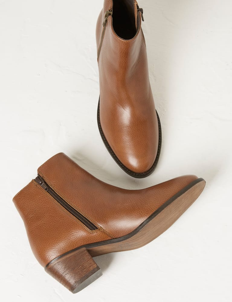 Leather Block Heel Ankle Boots 3 of 4