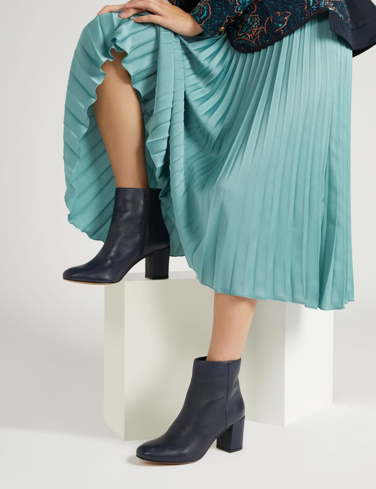Leather Block Heel Ankle Boots 1 of 6