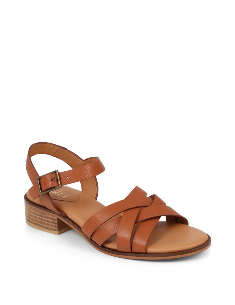 Leather Block Heel Ankle Strap Sandals 4 of 7