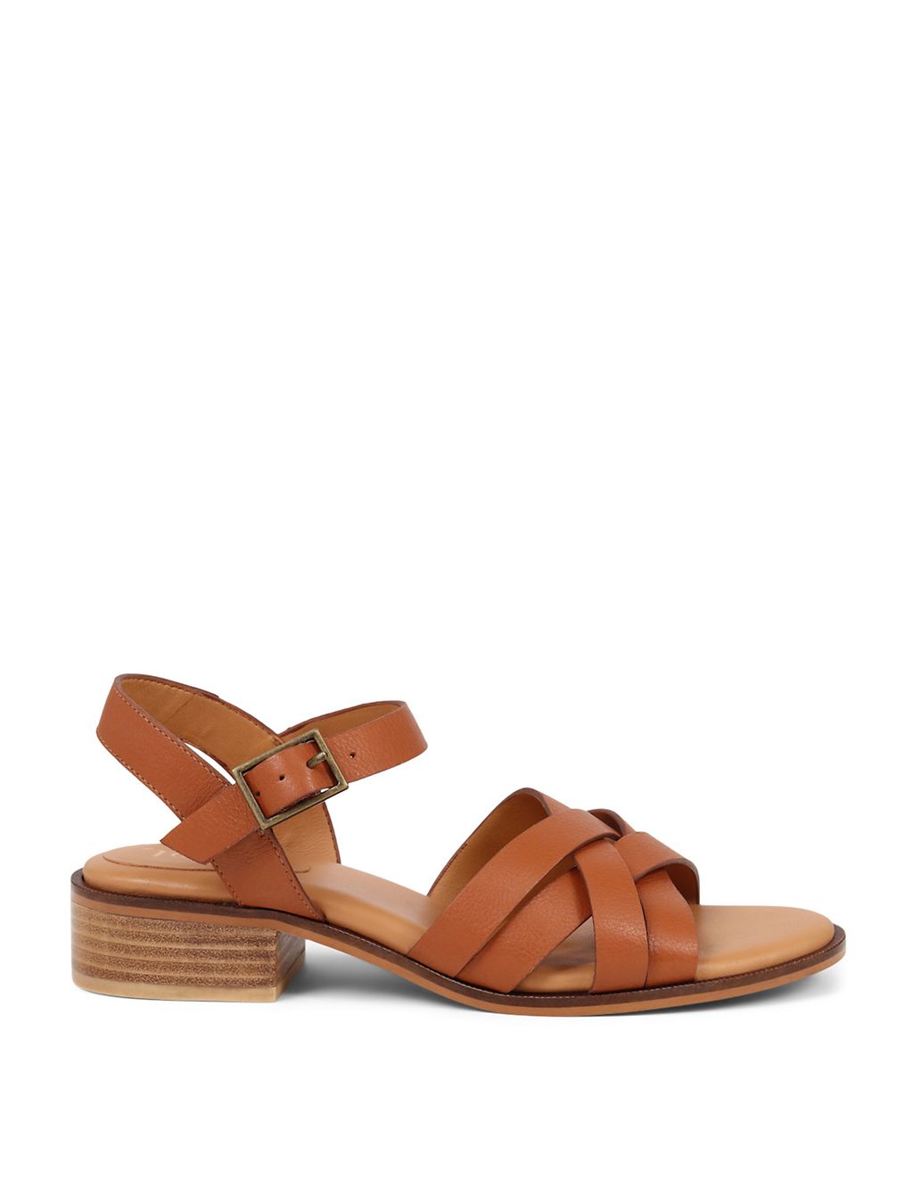 Leather Block Heel Ankle Strap Sandals 1 of 7