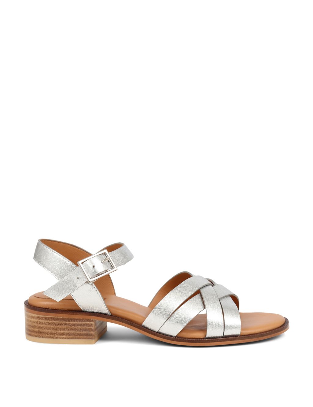 Leather Block Heel Ankle Strap Sandals 1 of 8