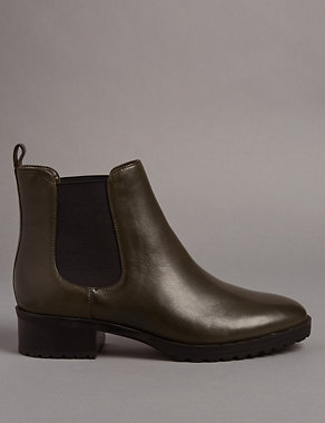 Leather Block Heel Chelsea Ankle Boots Image 2 of 6