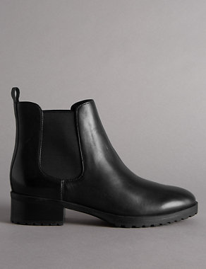 Leather Block Heel Chelsea Ankle Boots Image 2 of 6