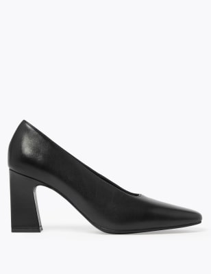 leather block heel shoes