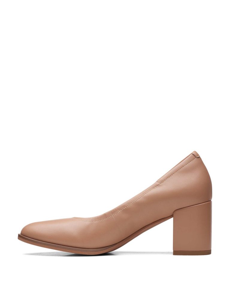 Leather Block Heel Court Shoes 5 of 7