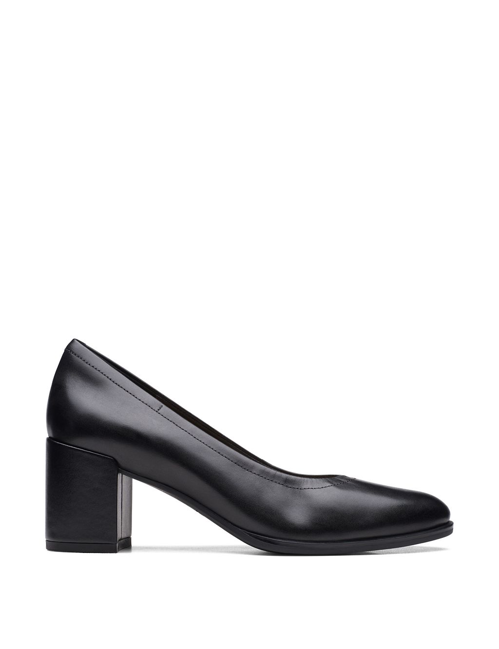Leather Block Heel Court Shoes 3 of 7