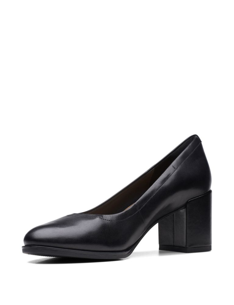 Leather Block Heel Court Shoes 4 of 7