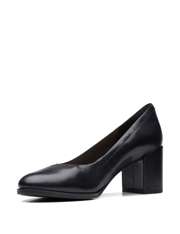 Leather Block Heel Court Shoes CLARKS M S