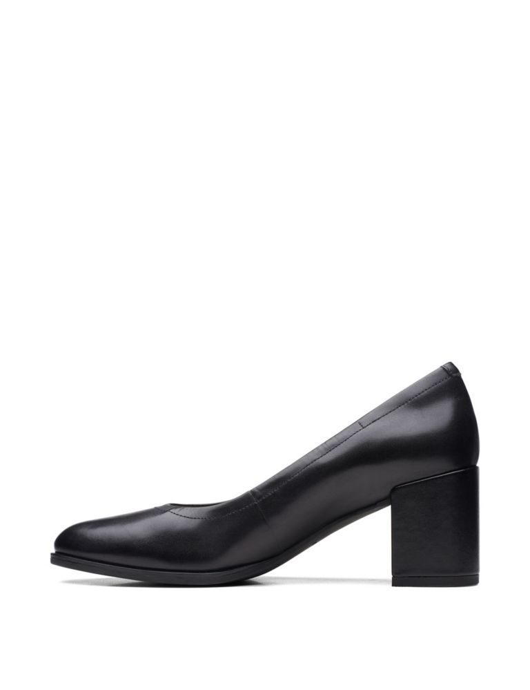 Leather Block Heel Court Shoes 6 of 7