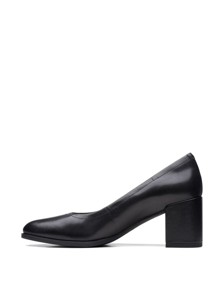 Leather Block Heel Court Shoes