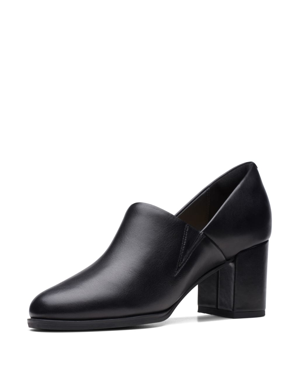 Leather Block Heel Court Shoes CLARKS M S