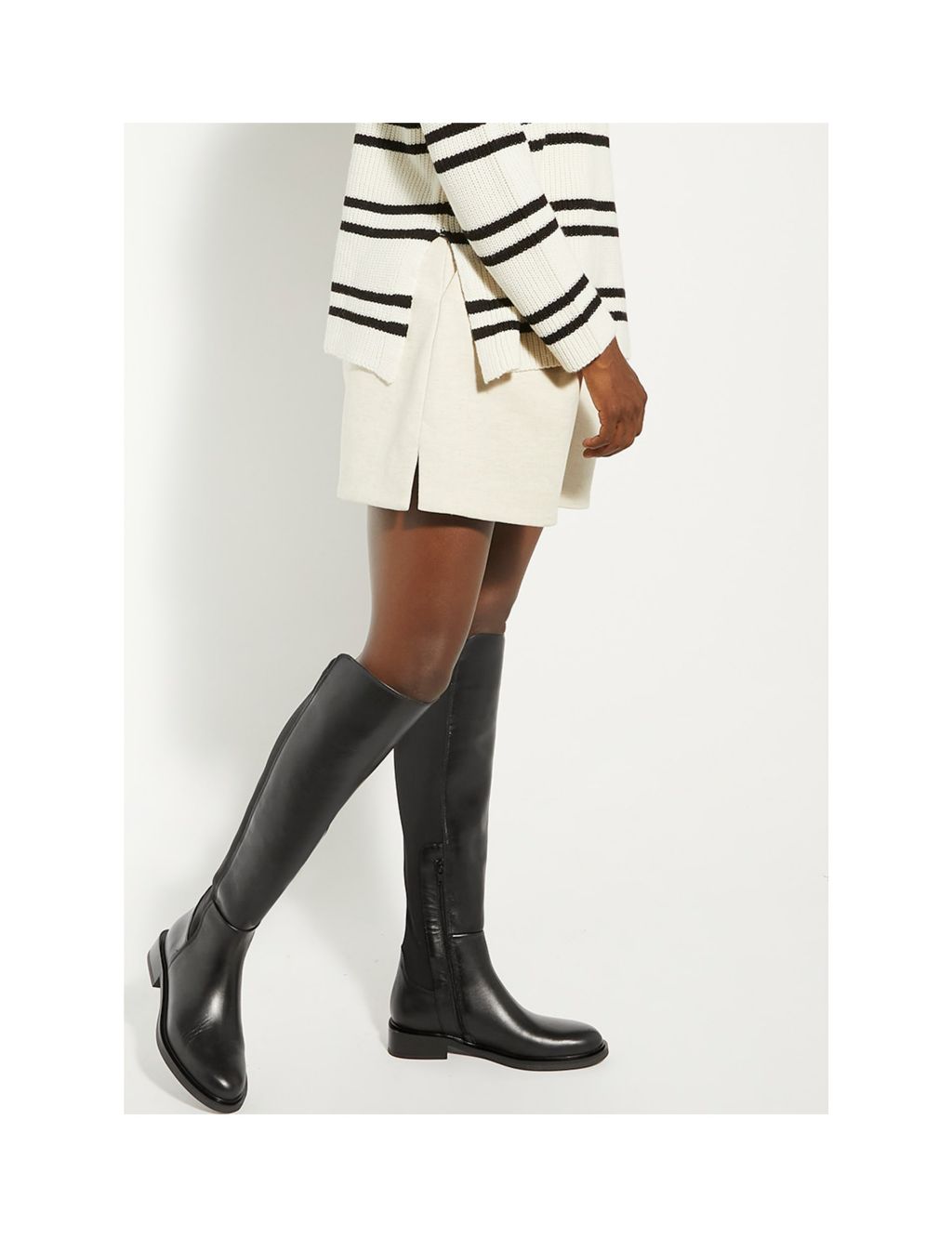 Buy Leather Block Heel Knee High Boots | Dune London | M&S