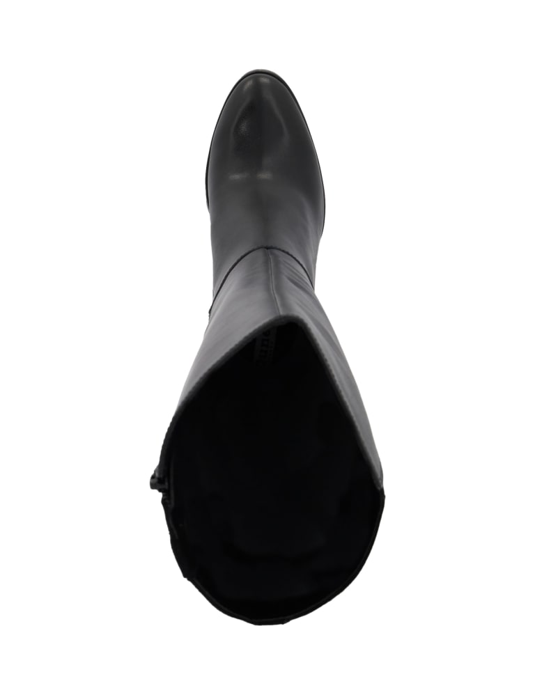 block heel knee high leather boots
