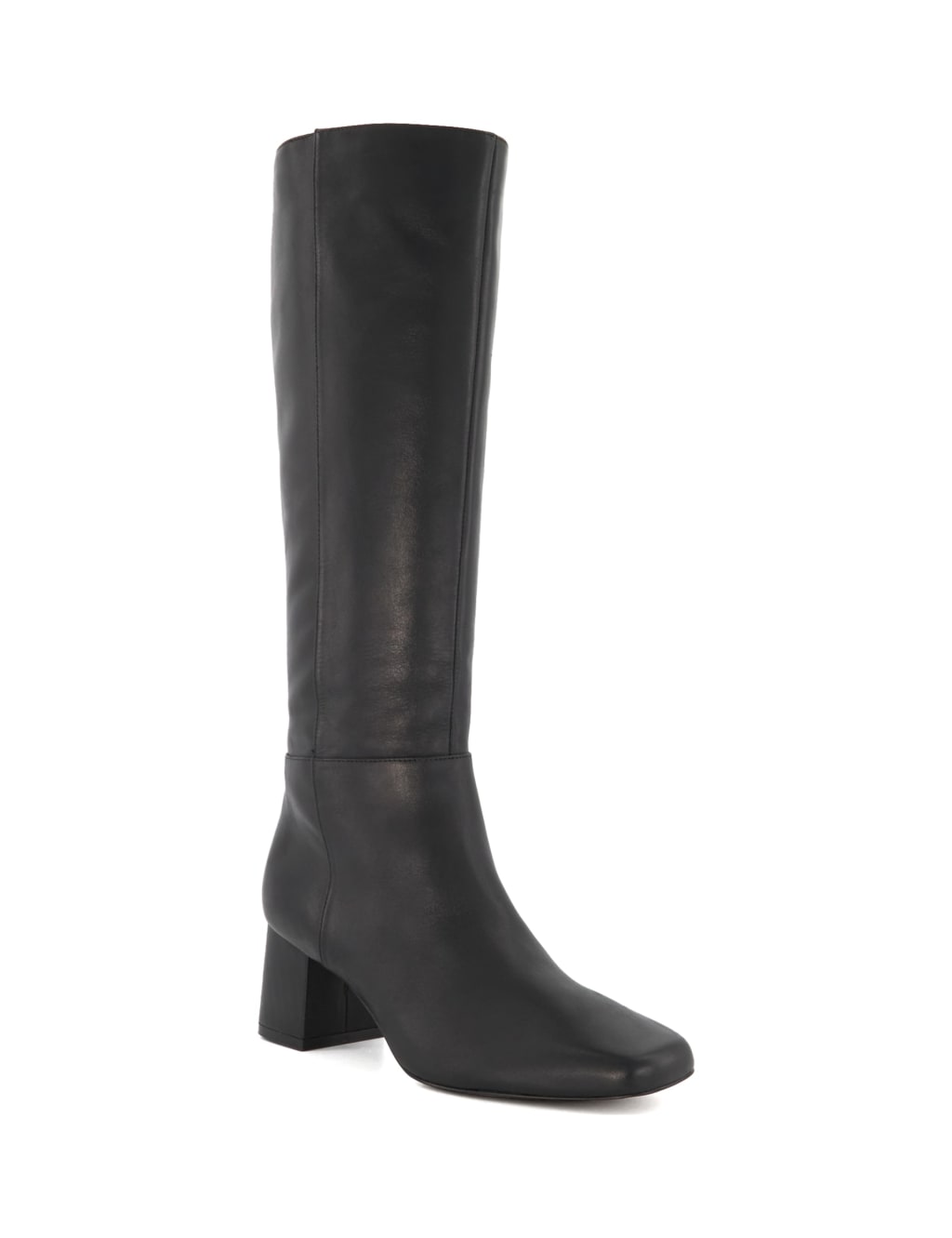 Leather Block Heel Knee High Boots 1 of 4