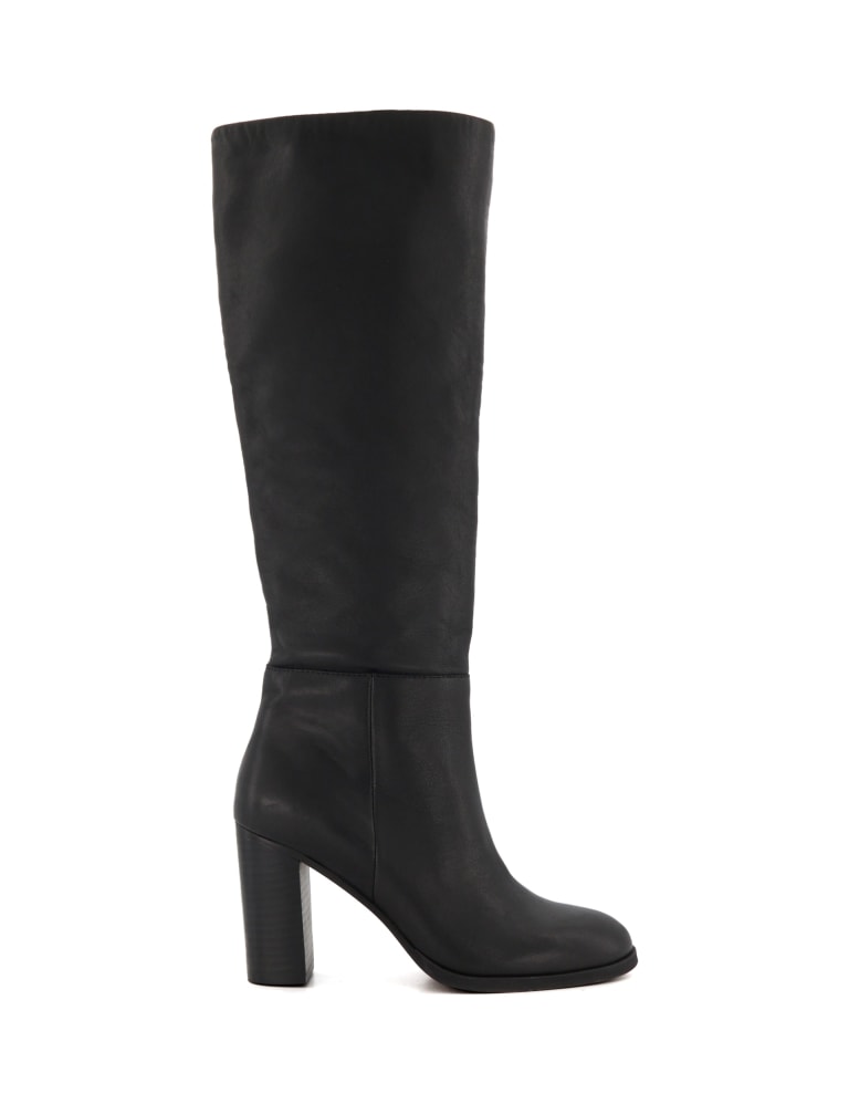 Ladies black leather knee new arrivals high boots size 4