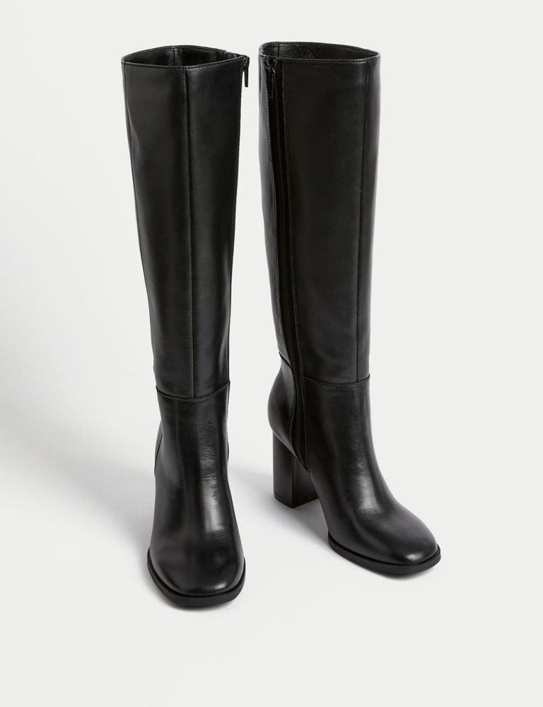 Buy Leather Block Heel Knee High Boots | M&S Collection | M&S