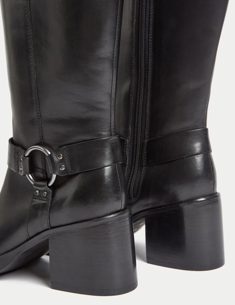 Leather Block Heel Knee High Boots M S Collection M S