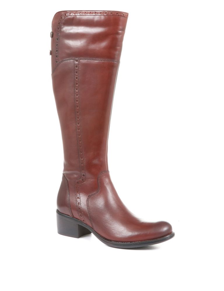 Leather Block Heel Knee High Boots 3 of 7