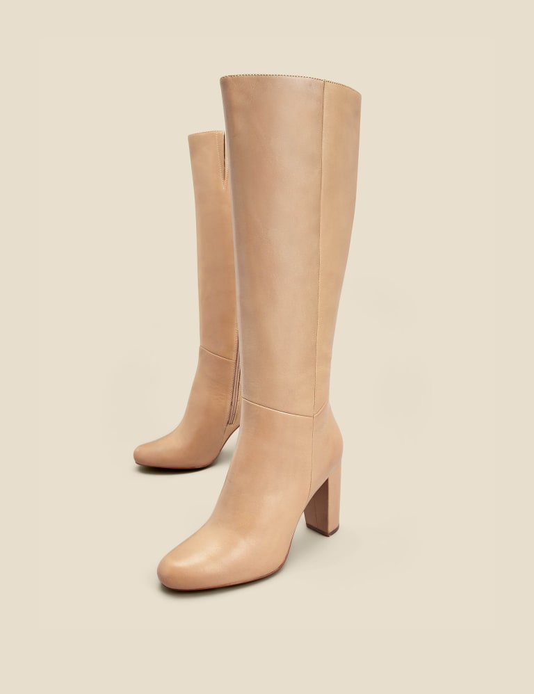 Beige knee high suede boots deals