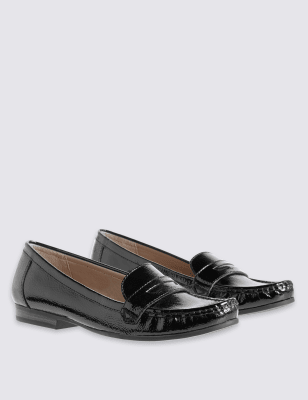 Leather Block Heel Loafers with 