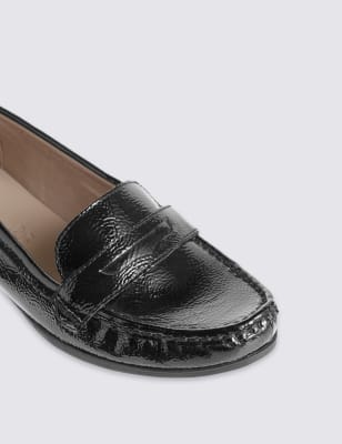 Leather Block Heel Loafers with Footglove Footglove M S