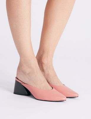 mule shoes block heel