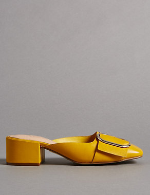 Leather Block Heel Mule Shoes with Insolia® Image 2 of 6