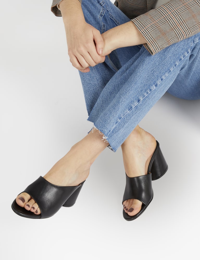Leather mules heels discount