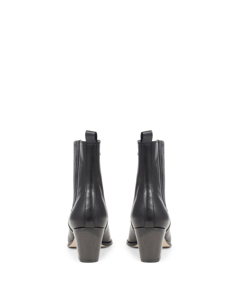 Leather Block Heel Pointed Ankle Boots 6 of 7