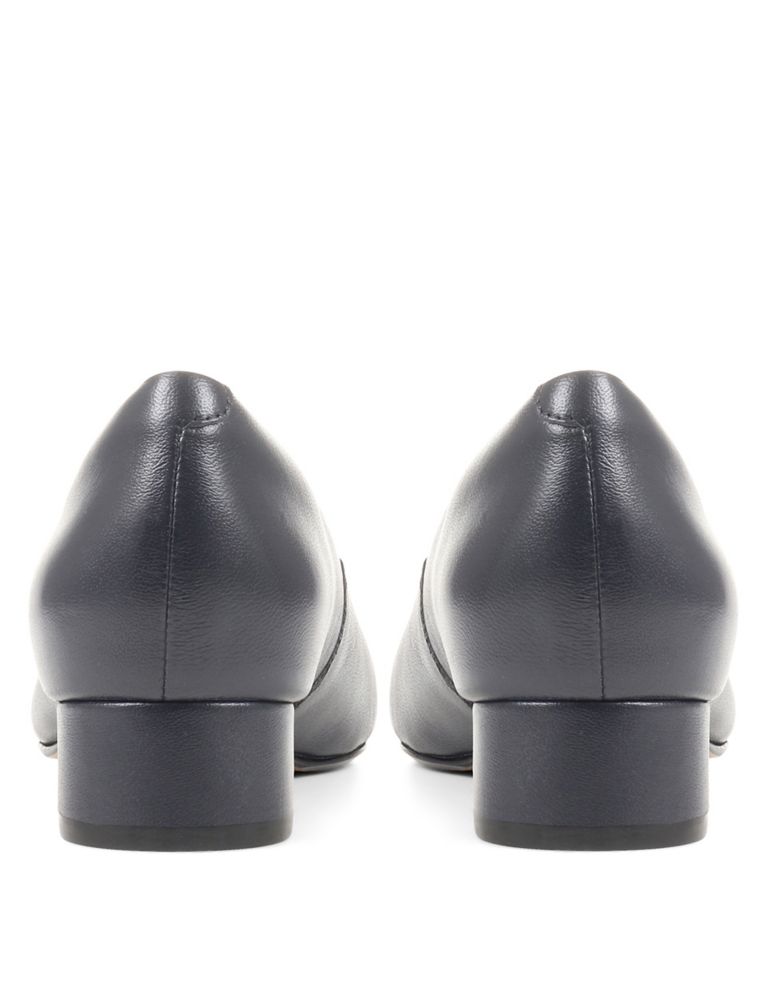 Leather Block Heel Pointed Court Shoes 5 of 7