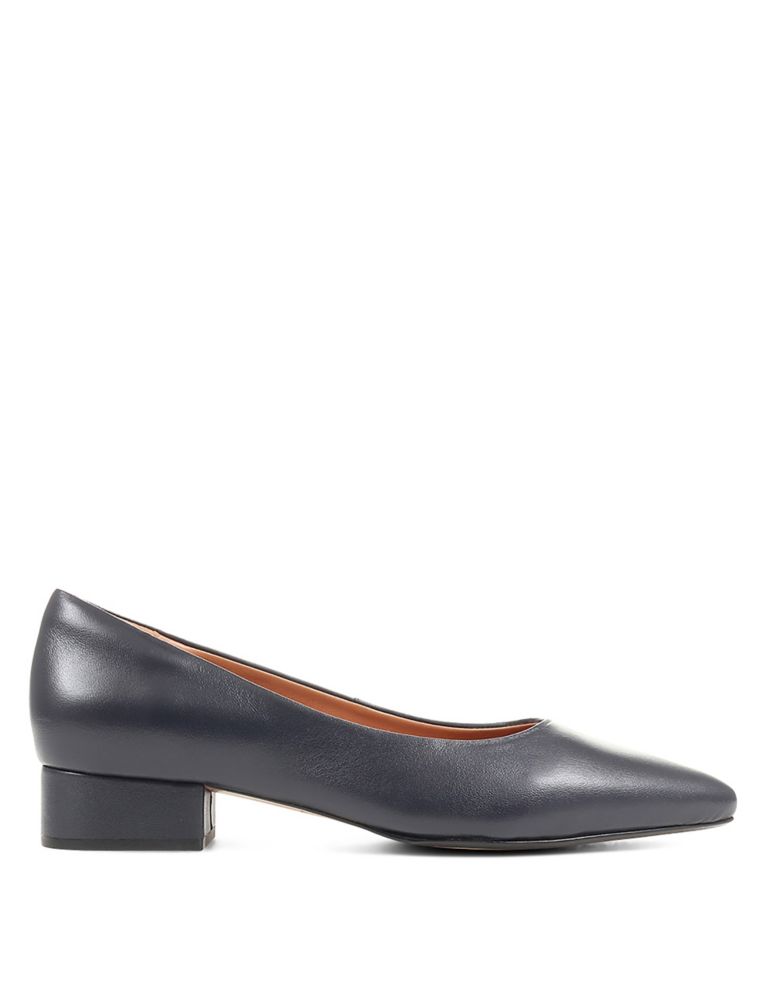 Leather Block Heel Pointed Court Shoes 6 of 7
