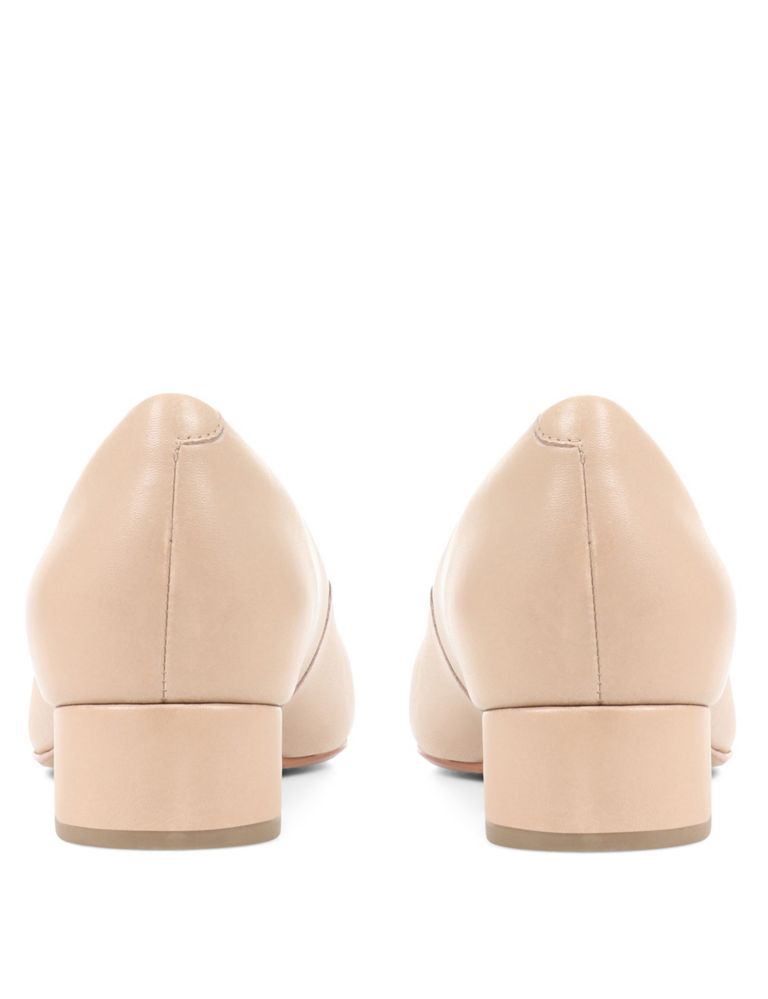 Leather Block Heel Pointed Court Shoes 5 of 7