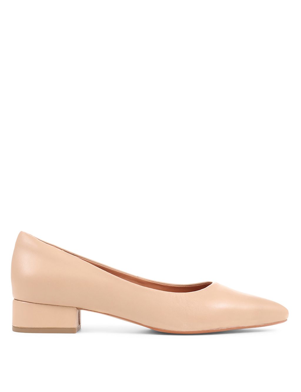 Leather Block Heel Pointed Court Shoes 4 of 7