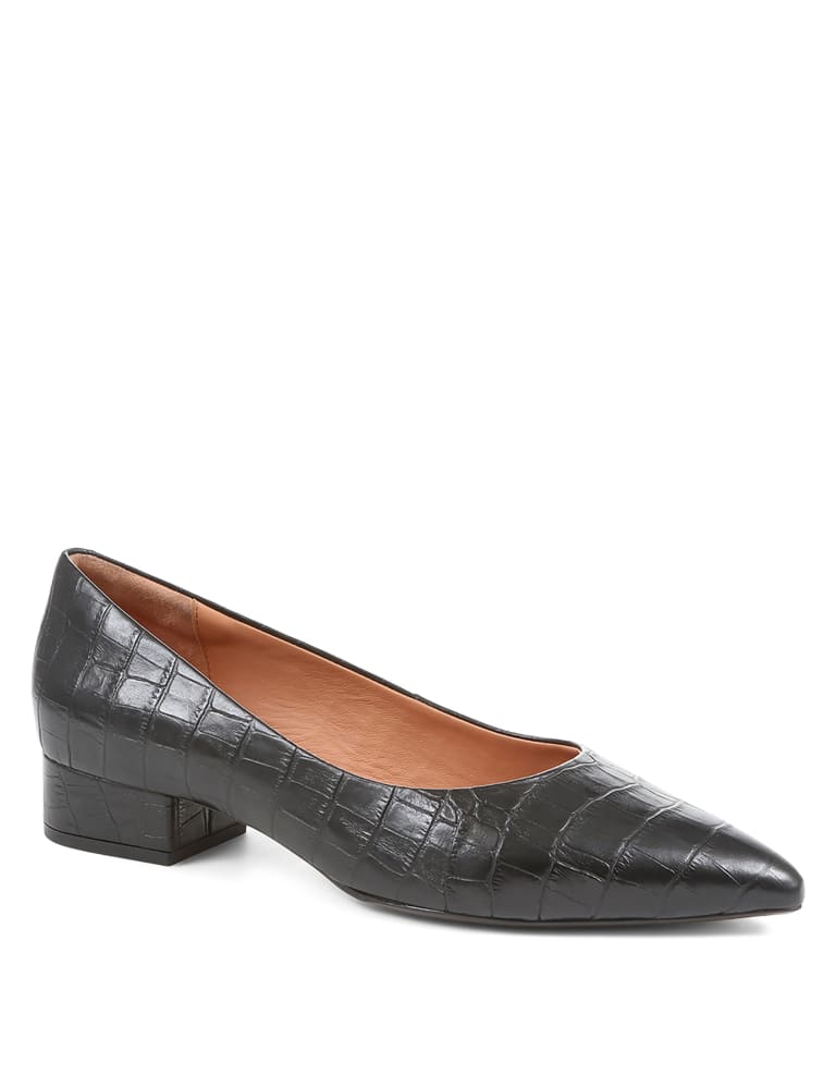 Pointed court store shoes block heel