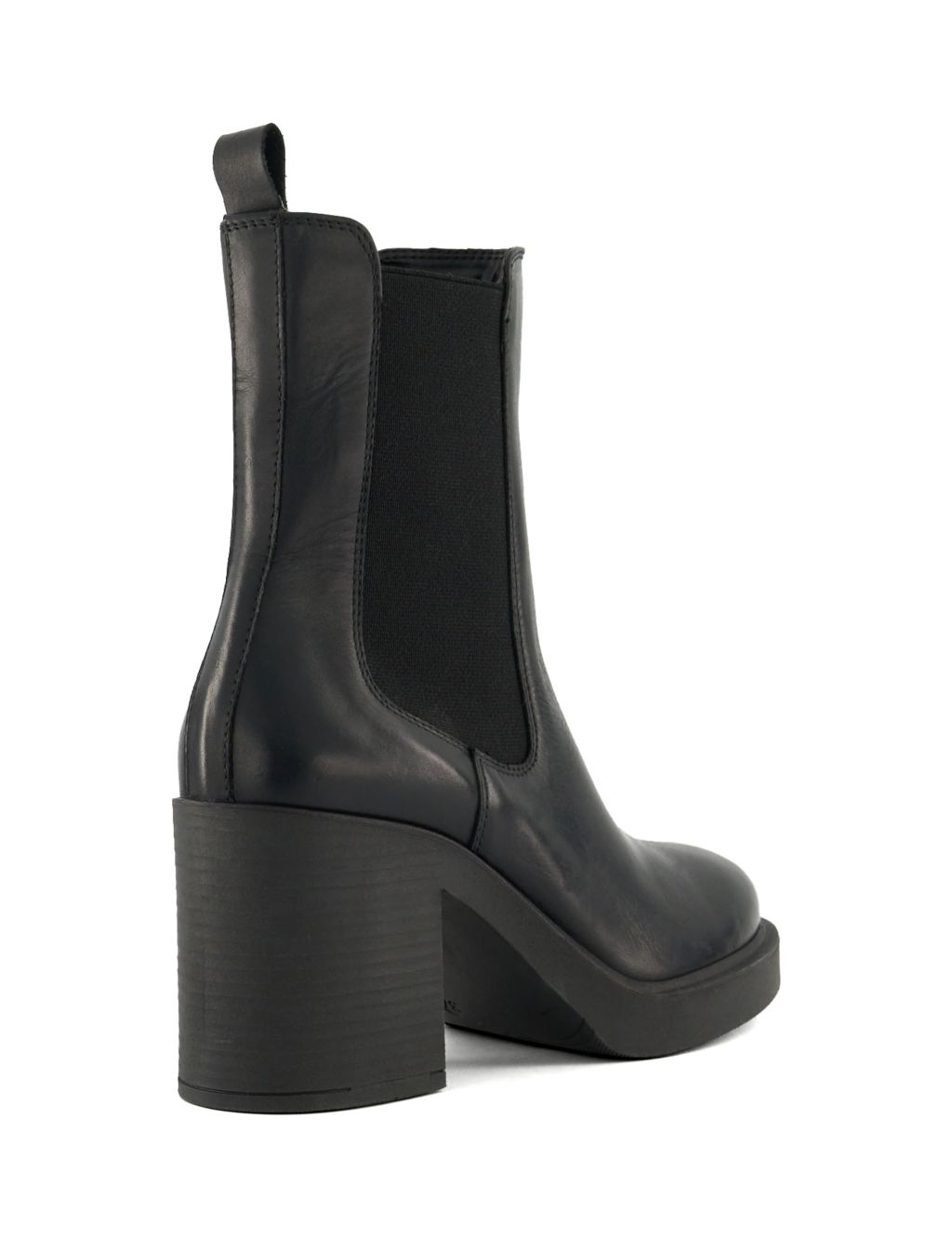 Leather Block Heel Round Toe Ankle Boots 4 of 4