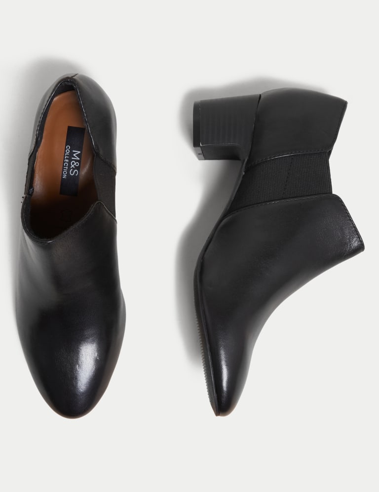 Leather Block Heel Shoe Boots M S Collection M S