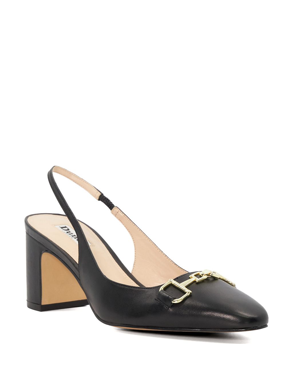 Leather Block Heel Slingback Court Shoes 1 of 5