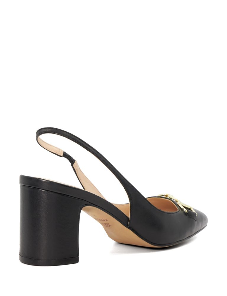 Leather Block Heel Slingback Court Shoes 3 of 5