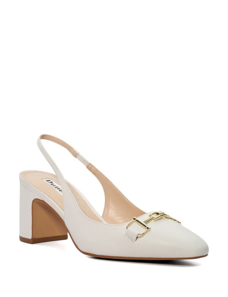 Leather Block Heel Slingback Court Shoes 2 of 5