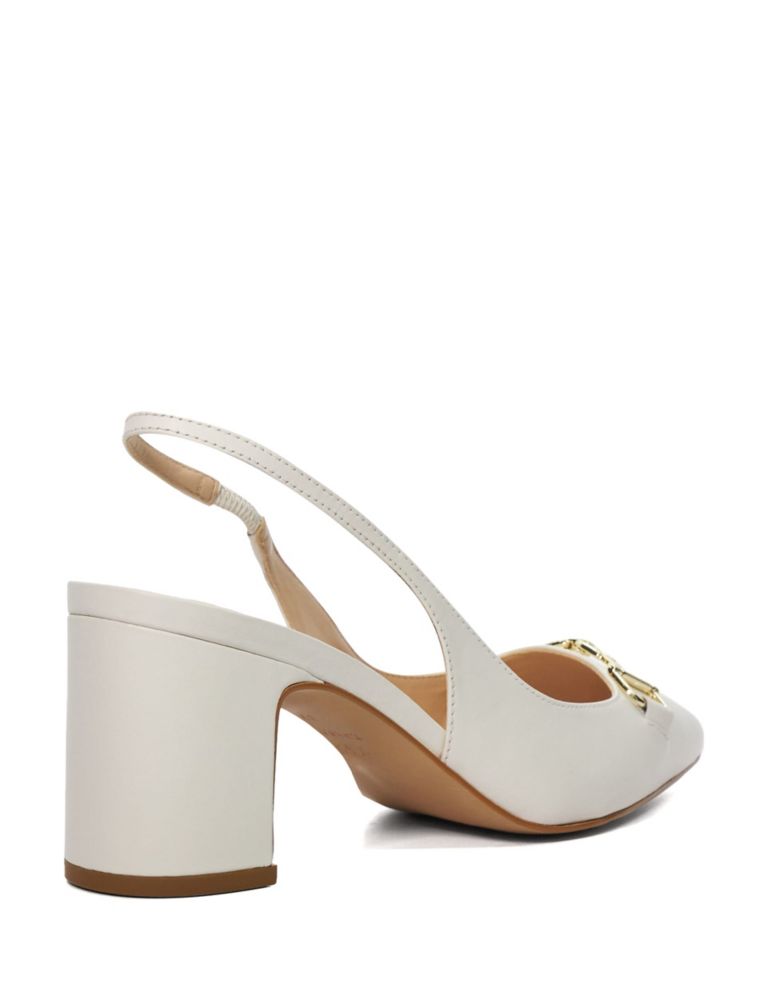 Leather Block Heel Slingback Court Shoes 3 of 5